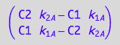 matrix([[C2*k_2_A - C1*k_1_A], [C1*k_1_A - C2*k_2_A]])